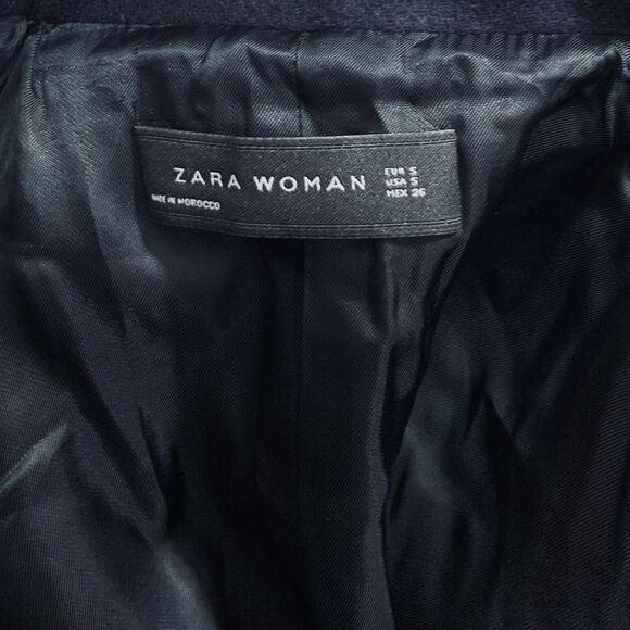 Zara Woman Peacoat Women's Small Black Wool Blend Casual Work Office Coat Jacket - Picture 6 of 9
